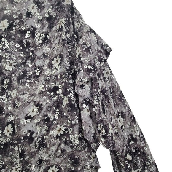The Kooples Paris Women's Long Sleeve Button Down Floral Ruffle Blouse Size M - Picture 9 of 15